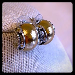 Silver and gold half hoops